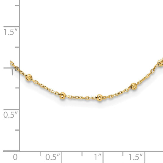 14K Gold Polished & Diamond-cut Beaded Station Necklace