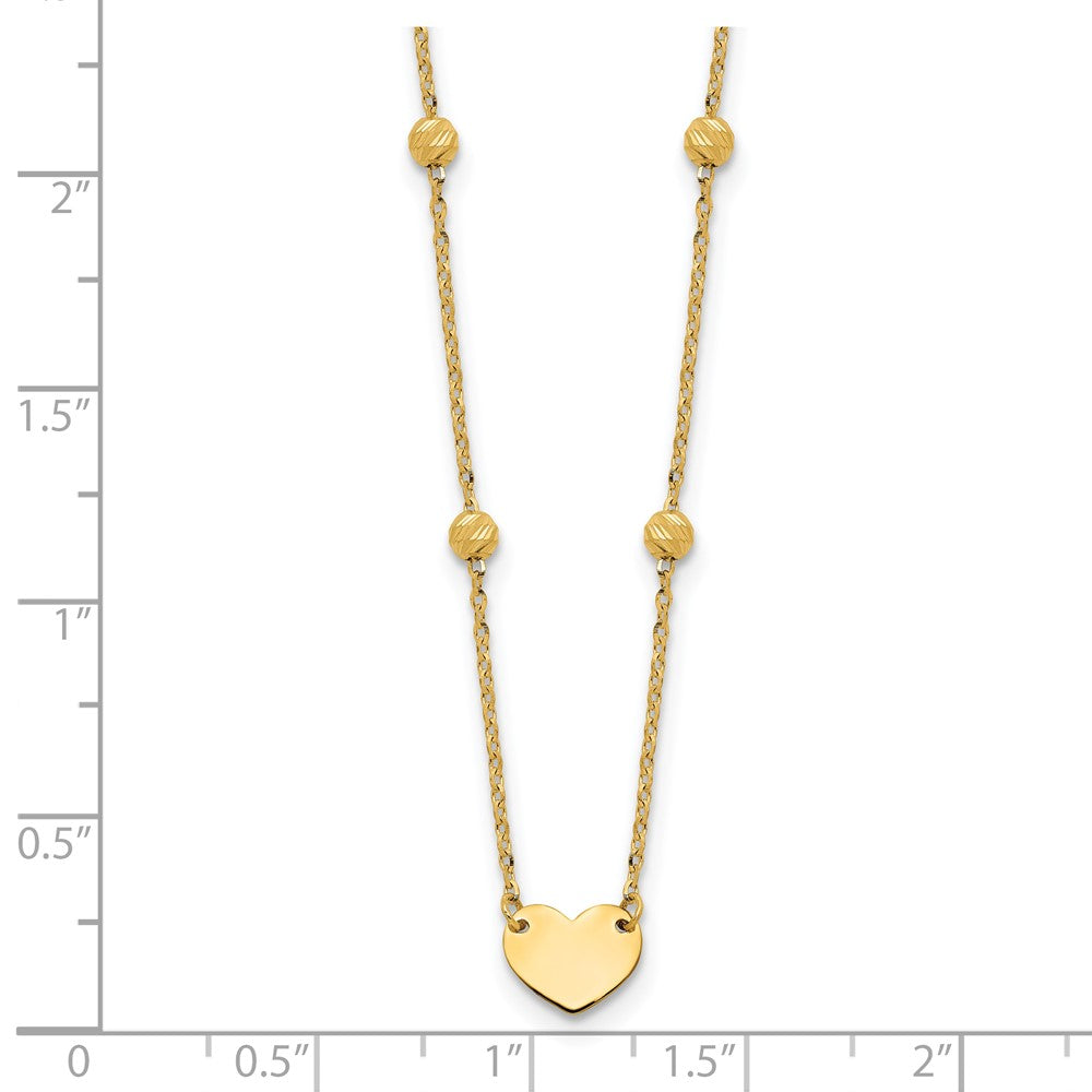 Polished Heart and Diamond-cut Beads Necklace Plus Extender - WBC