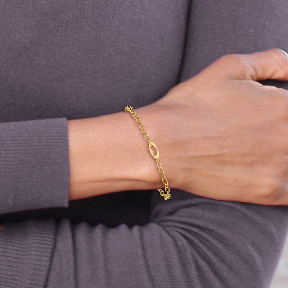 Polished Cut-out Hearts and Cable Links Bracelet - WBC