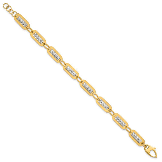 Two-Tone Polished Diamond-cut Bead Bracelet Plus Extender - WBC