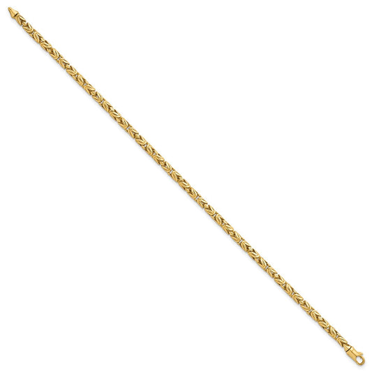 14K Gold Polished Rounded Byzantine Link Bracelet, 3mm, Fancy Lobster Clasp