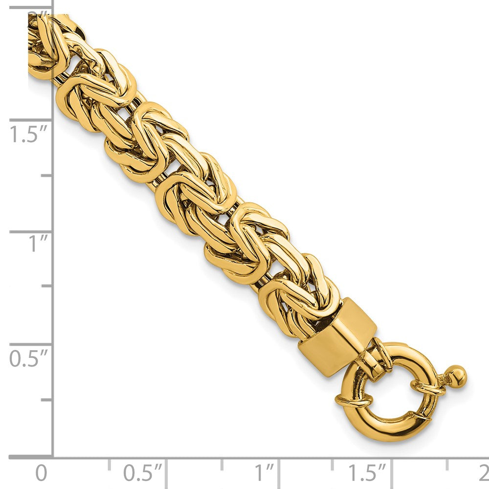 14K Gold Polished Knife Edge Byzantine Link Bracelet, 8.5mm