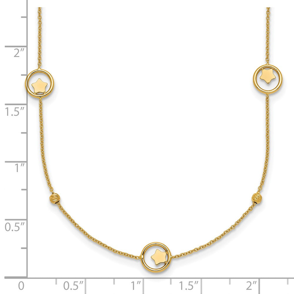 Polished Stars in Circle with Diamond-cut Beads 7-Station Necklace - WBC