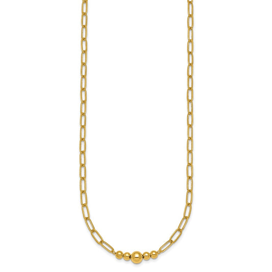 Polished Graduated Beads Paperclip Link Necklace - WBC