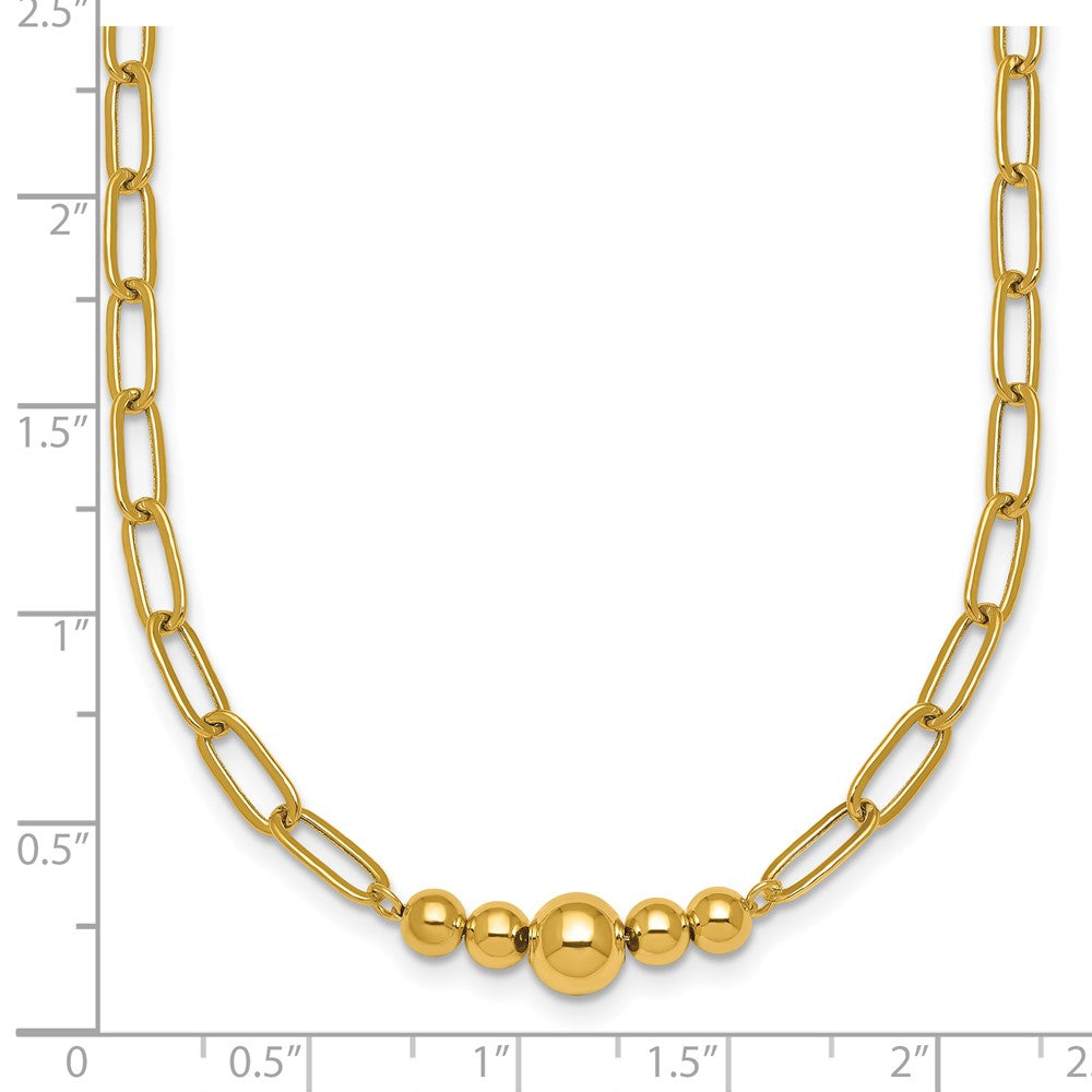 Polished Graduated Beads Paperclip Link Necklace - WBC