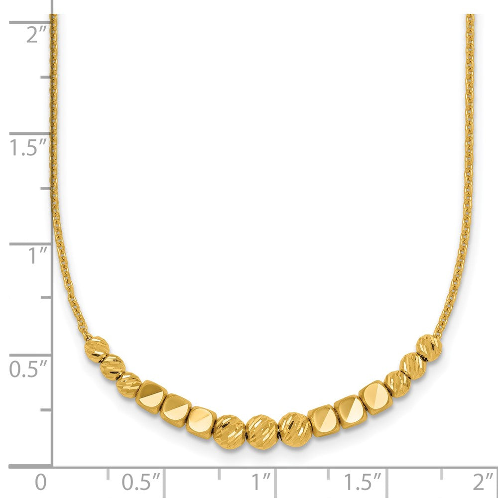 Polished Diamond-cut and Square Beaded Necklace Plus Extender - WBC