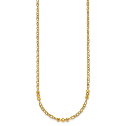 Polished Fancy Beaded and Cable Link Necklace - WBC