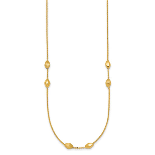 Polished and Brushed Oval Beaded 5-Station Necklace - WBC