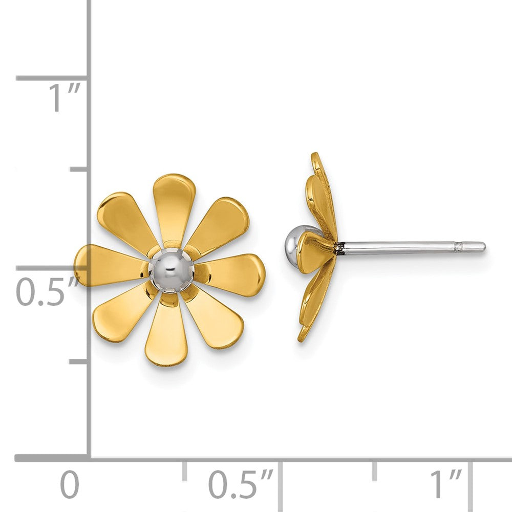 Polished Daisy with Rhodium Center Post Earrings - WBC