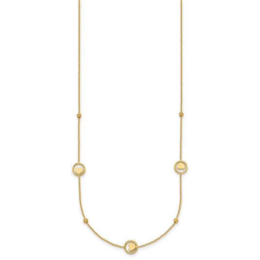 Polished Heart in Circle with Diamond-cut Beads 7-Station Necklace - WBC