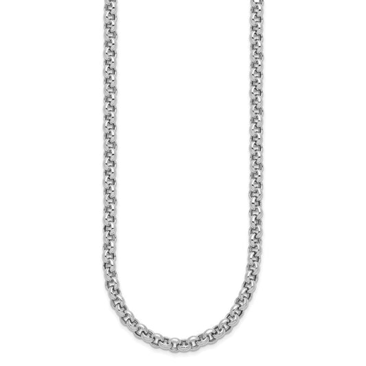 14K White Gold Polished Fancy Rolo Link Necklace