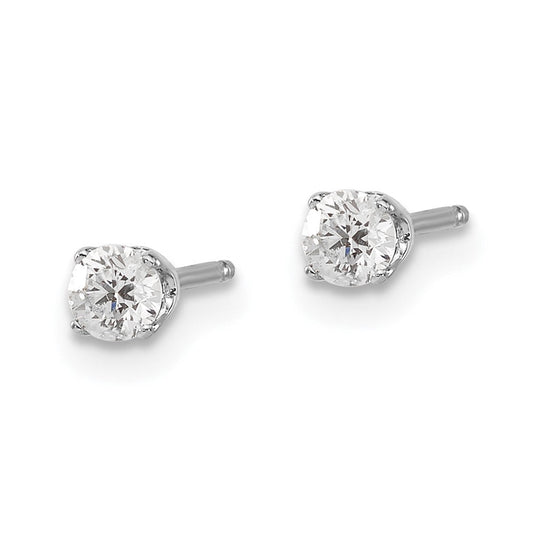 14K White Gold 0.25 ct I2 K-L Diamond Stud Push-on Earrings, 3.2mm
