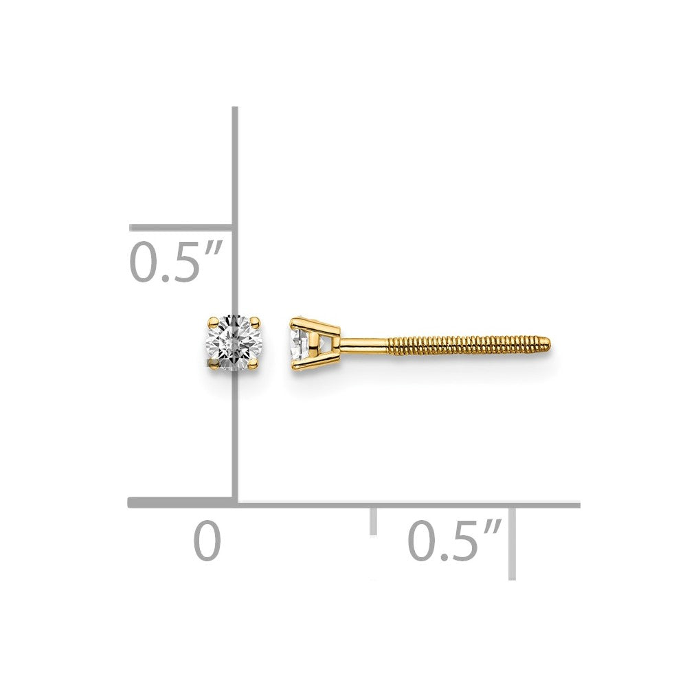 14ky .10ct. VS2/SI1 G-I Diamond Stud Thread on/off Post Earrings - WBC