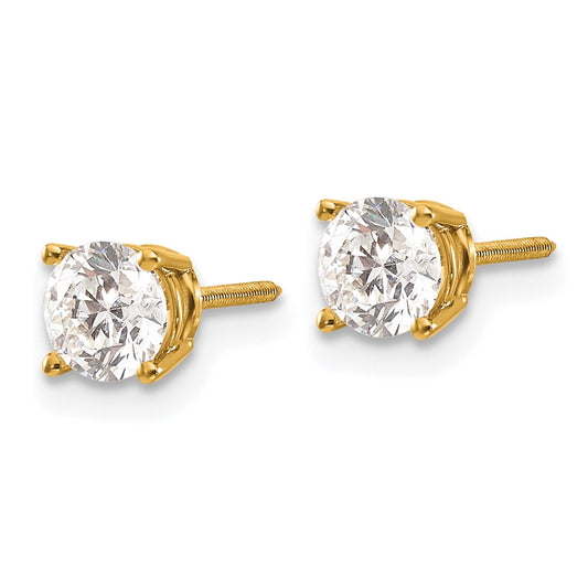 14ky 1.00ct. SI3 G-I Diamond Stud Thread on/off Post Earrings - WBC