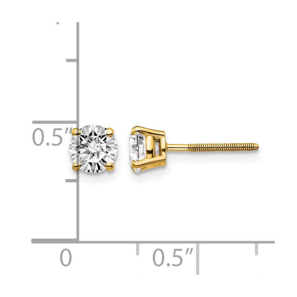 14ky 1.00ct. SI3 G-I Diamond Stud Thread on/off Post Earrings - WBC