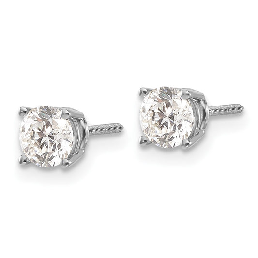 14kw 1.00ct SI3 G-I Diamond Stud Thread on/off Post Earrings - WBC