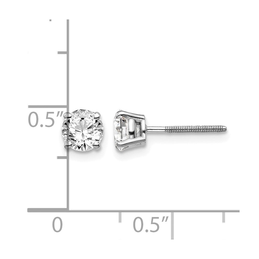 14kw 1.00ct SI3 G-I Diamond Stud Thread on/off Post Earrings - WBC