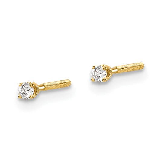 14ky .05ct. SI3 G-I Diamond Stud Thread on/off Post Earrings - WBC