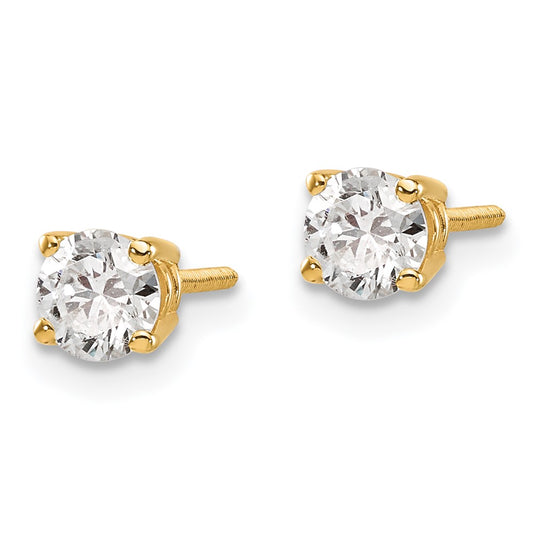 14ky .70ct. SI3 G-I Diamond Stud Thread on/off Post Earrings - WBC
