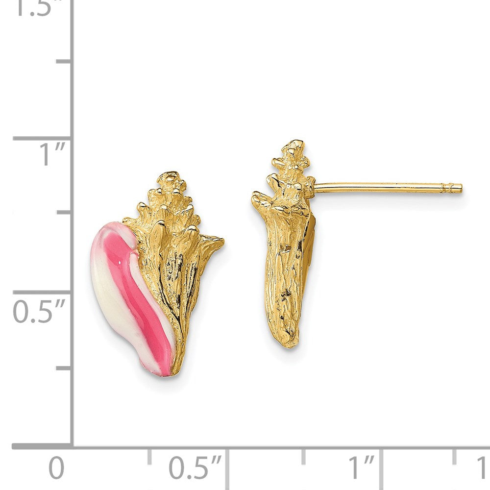 and Pink Enamel Conch Shell Post Earrings - WBC