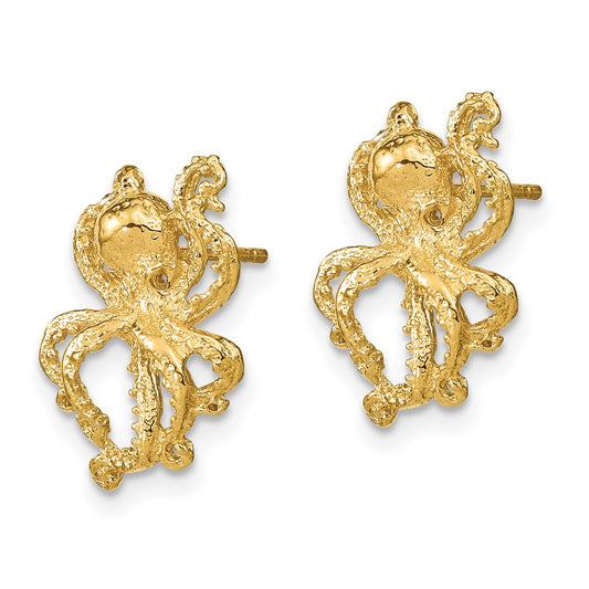 2-D Polished Octopus Post Earrings - WBC