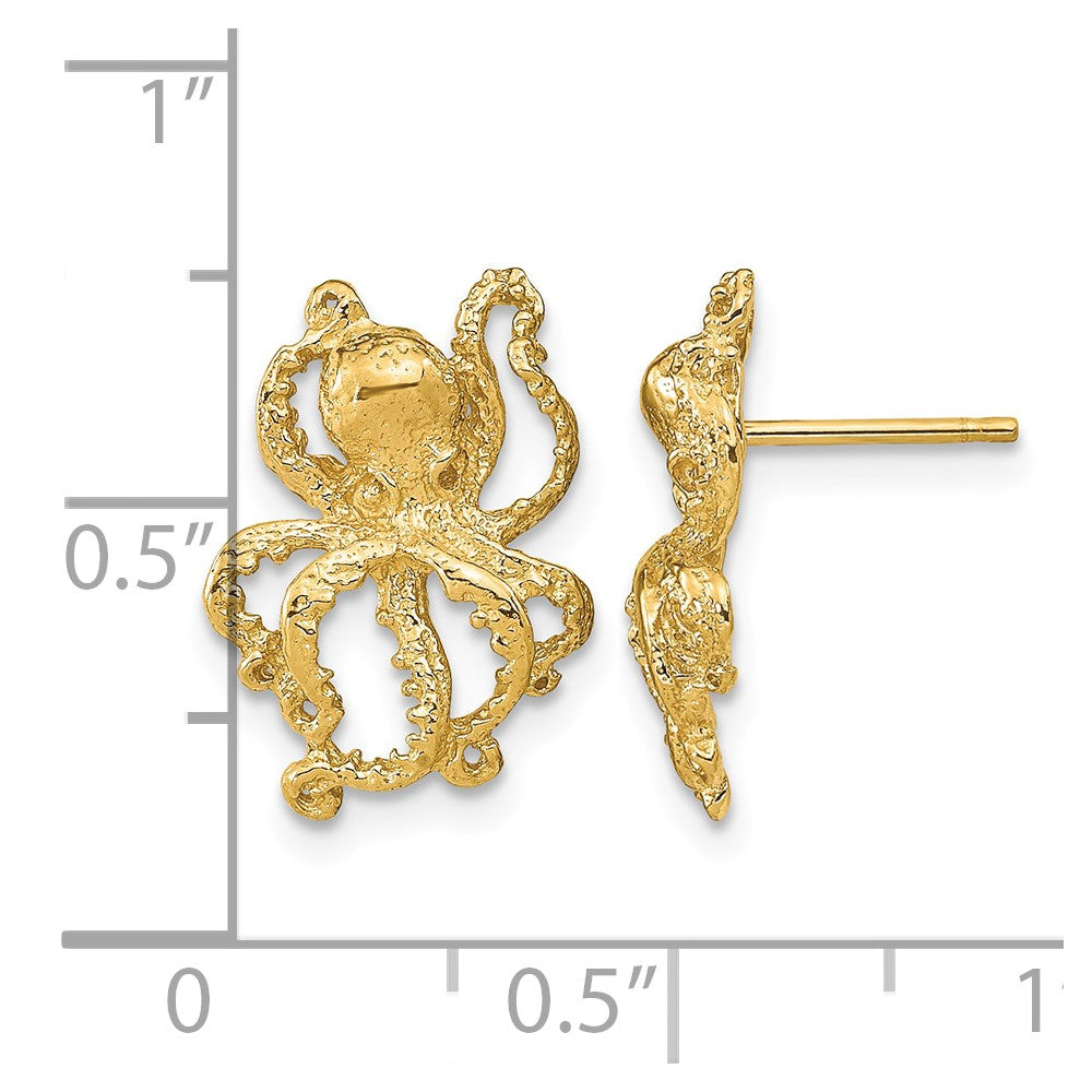 2-D Polished Octopus Post Earrings - WBC