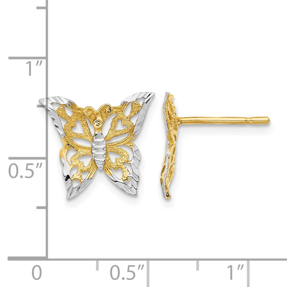 and Rhodium Cut-out Butterfly Post Earrings - WBC