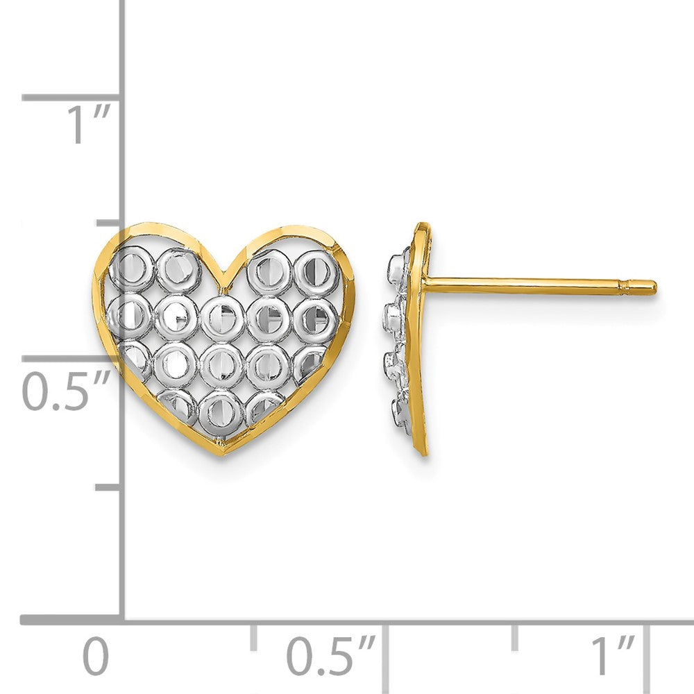 and Rhodium Diamond-cut Circles in Heart Post Earrings - WBC