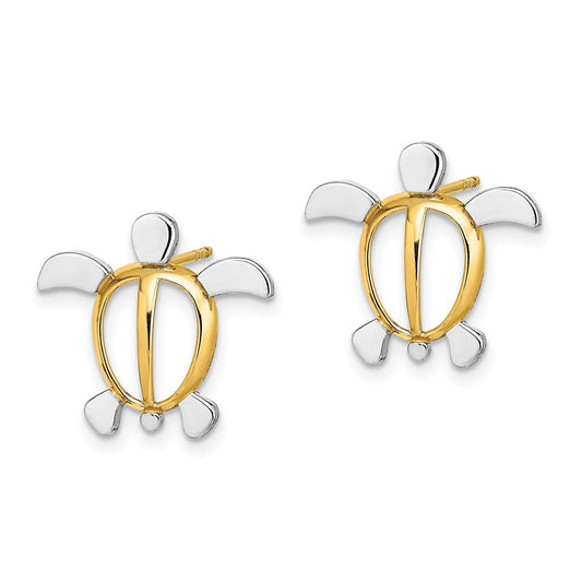 and Rhodium Sea Turtle Post Earrings - WBC