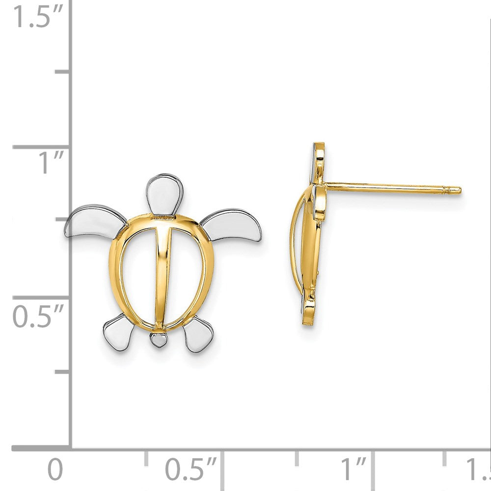 and Rhodium Sea Turtle Post Earrings - WBC