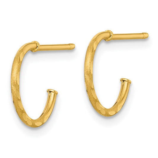 Polished 1.2 x Diamond-cut Solid C-Hoop Post Earrings - WBC