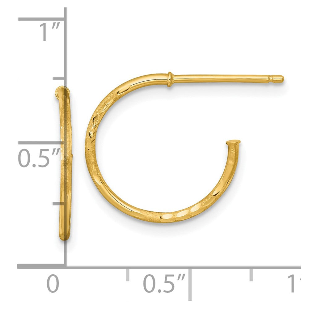 Polished 1.2 x Diamond-cut Solid C-Hoop Post Earrings - WBC
