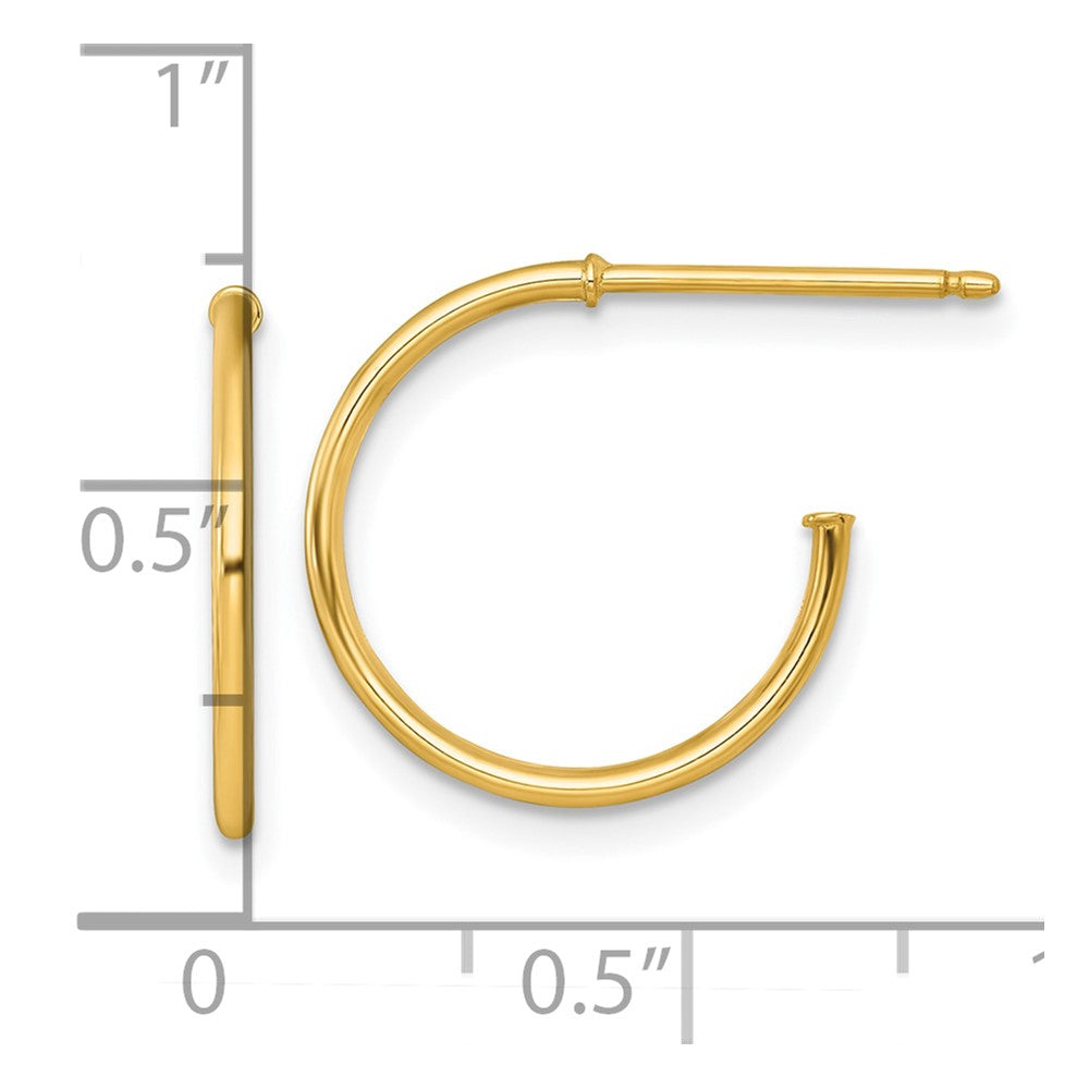 Polished 1.2 x Solid C-Hoop Post Earrings - WBC