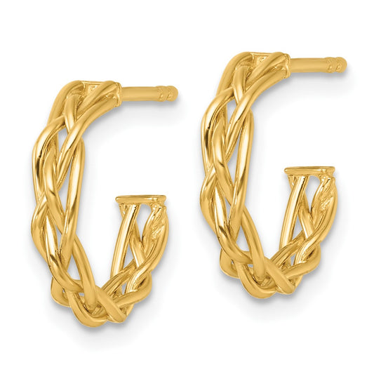 Polished Woven Braid 3 x C-Hoop Post Earrings - WBC