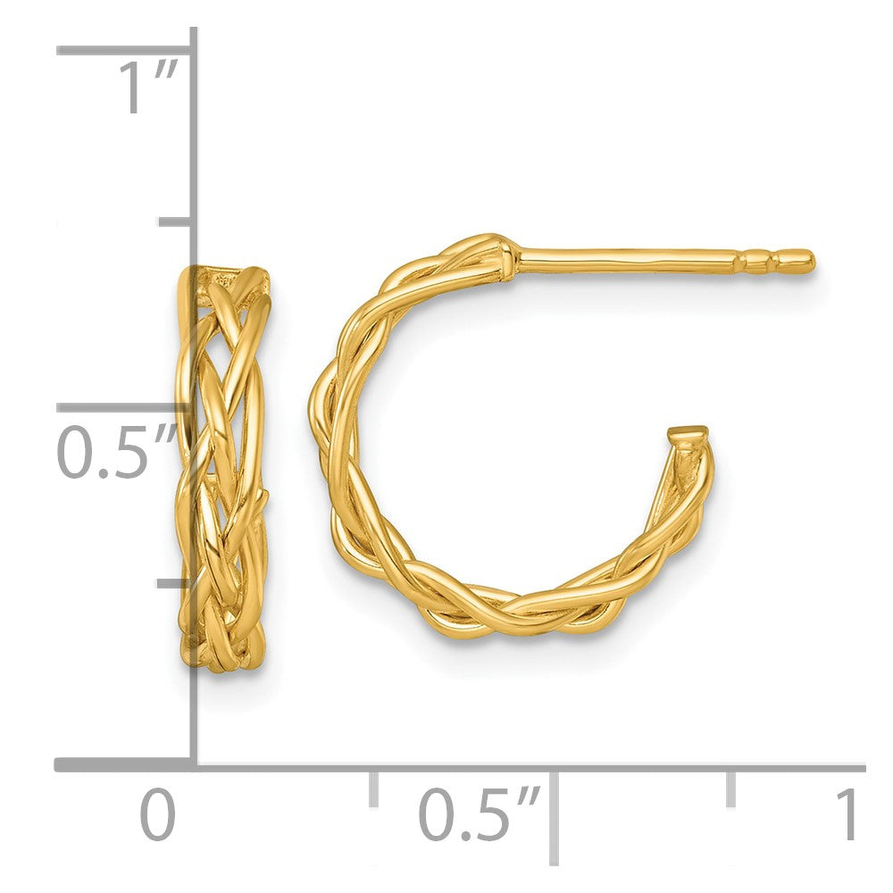 Polished Woven Braid 3 x C-Hoop Post Earrings - WBC