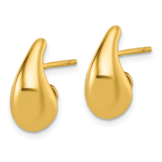Polished 3D Curved Puffed Teardrop Post Earrings - WBC
