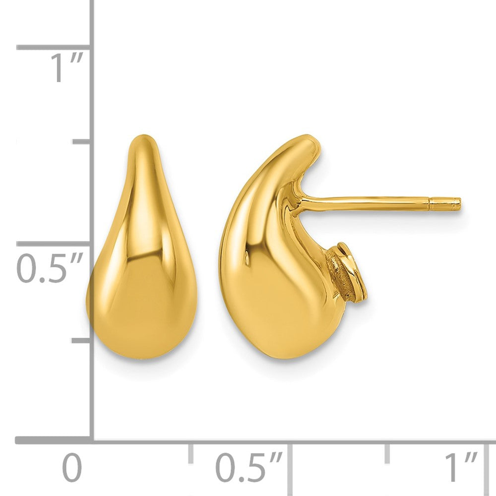Polished 3D Curved Puffed Teardrop Post Earrings - WBC