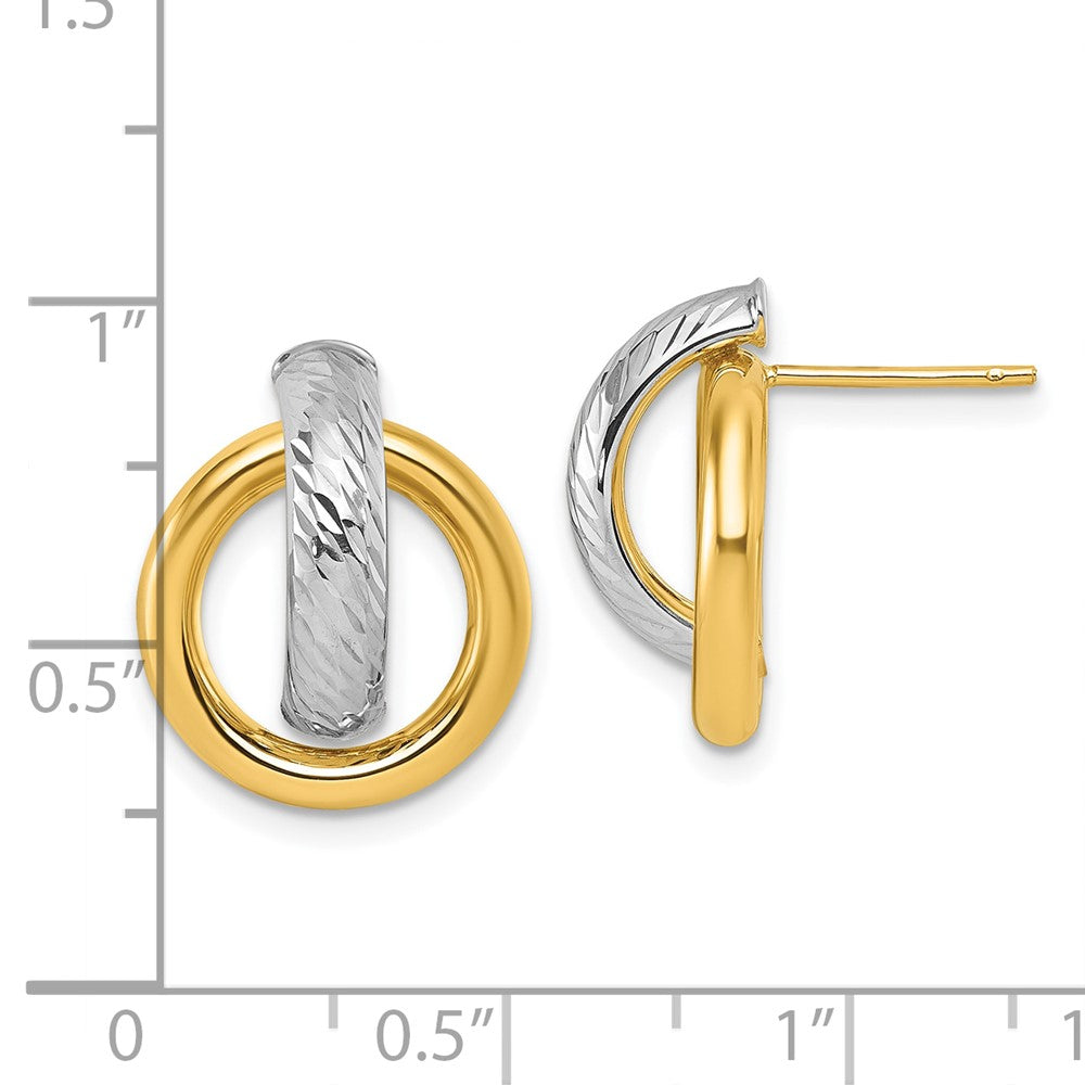 and Rhodium Polished Diamond-cut Doorknocker Post Earrings - WBC
