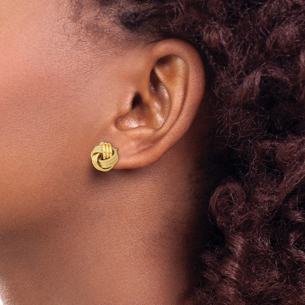 Polished Textured Triple Love Knot Post Earrings - WBC