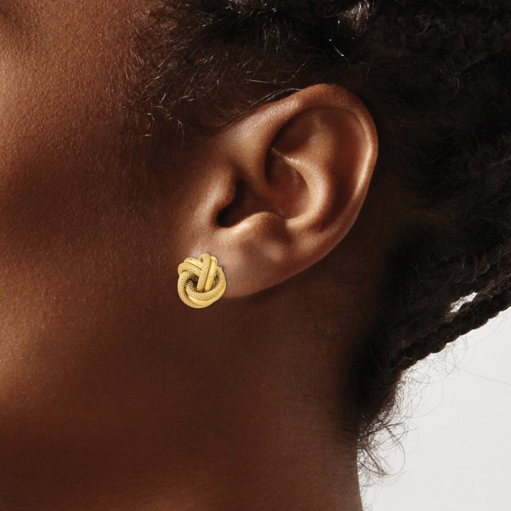 Polished Textured Double Love Knot Post Earrings - WBC