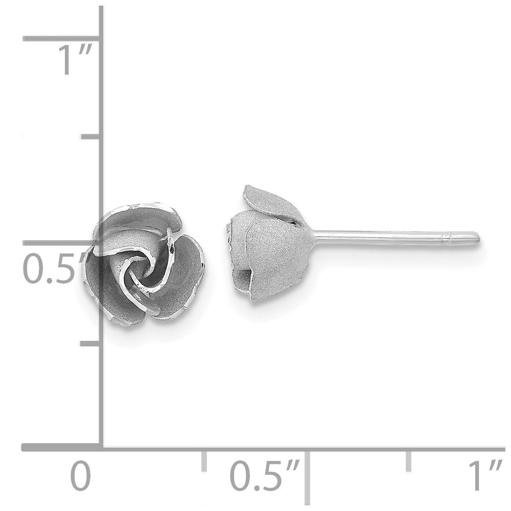 and Rhodium Satin Finish D/C Post Earrings with Earring Backs - WBC