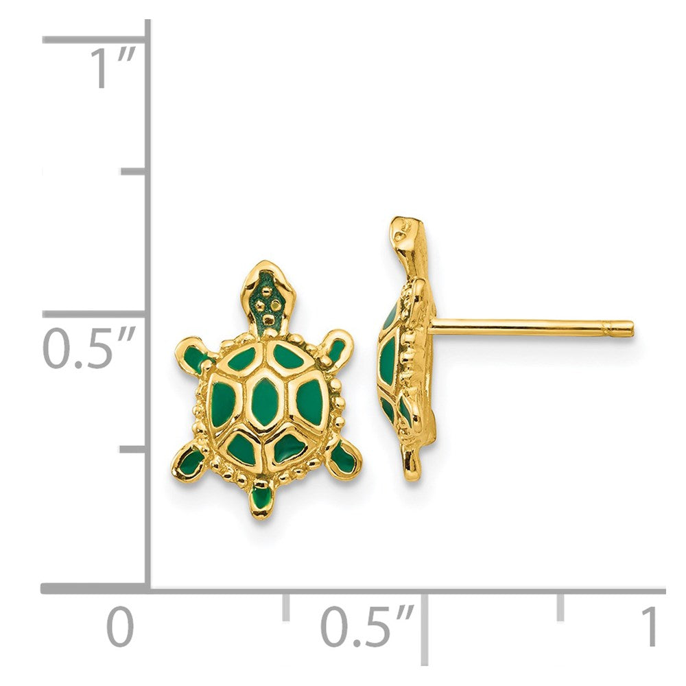 Green Enameled Turtle Post Earrings - WBC
