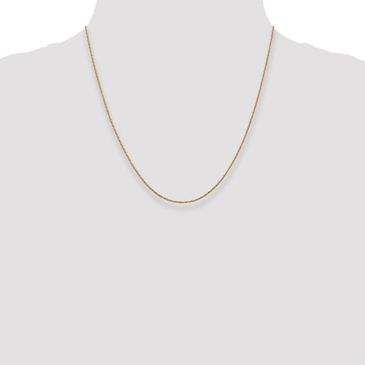 14K Solid Gold Twisted Box with Lobster Clasp Chain, 0.95mm
