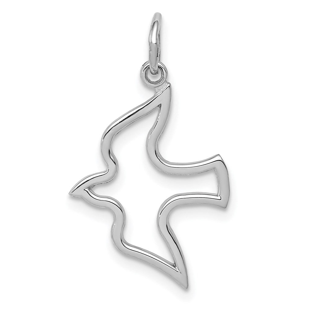 14K White Gold Avis Cut-out Dove Charm, 15mm