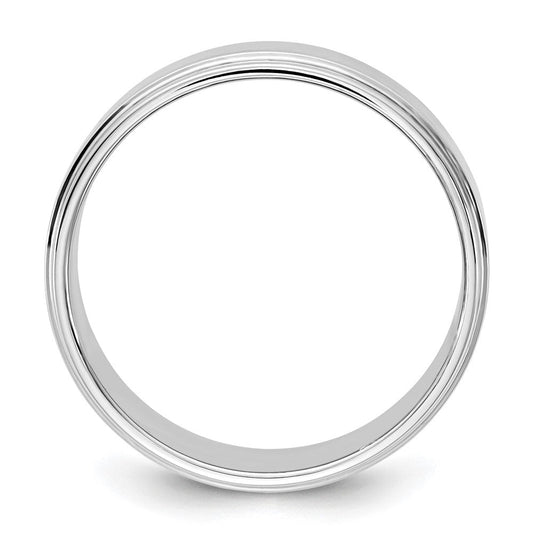 Men's 14K Solid White Gold Terrace Flat with Step Edge Wedding Band, 7mm