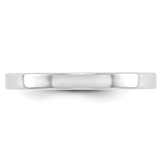 Men's 14K Solid White Gold Lightweight Flat Wedding Band, 2.5mm