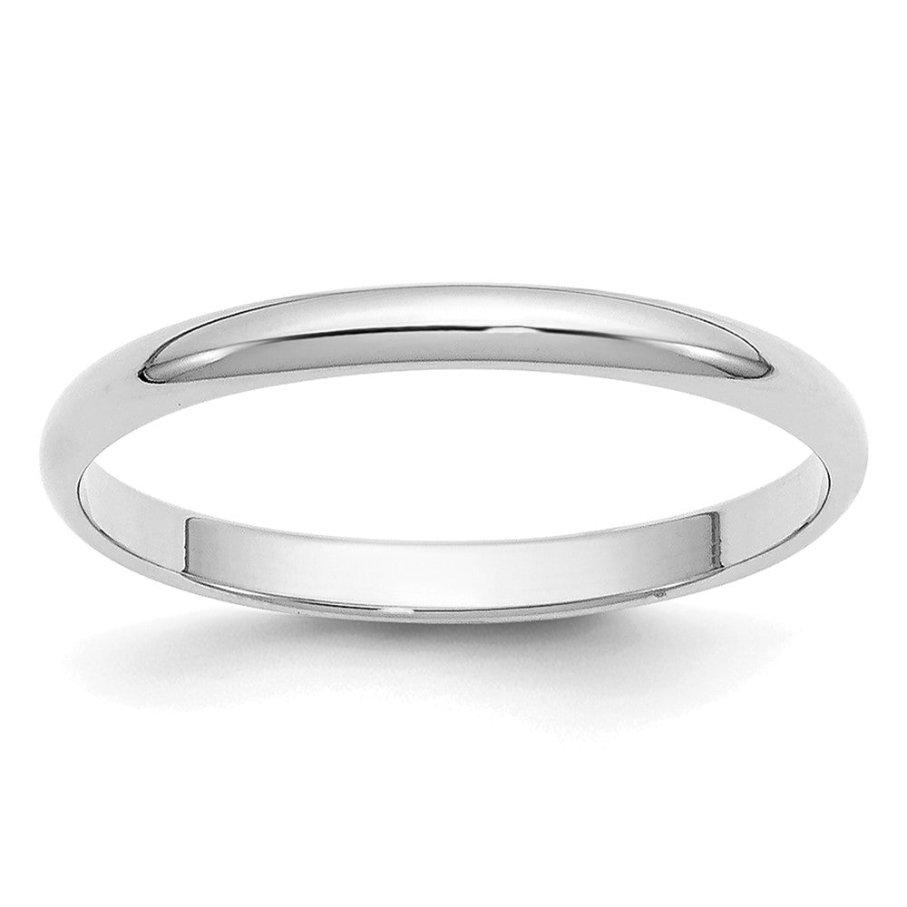 14K Solid White Gold Half-Round Wedding Band, 3mm