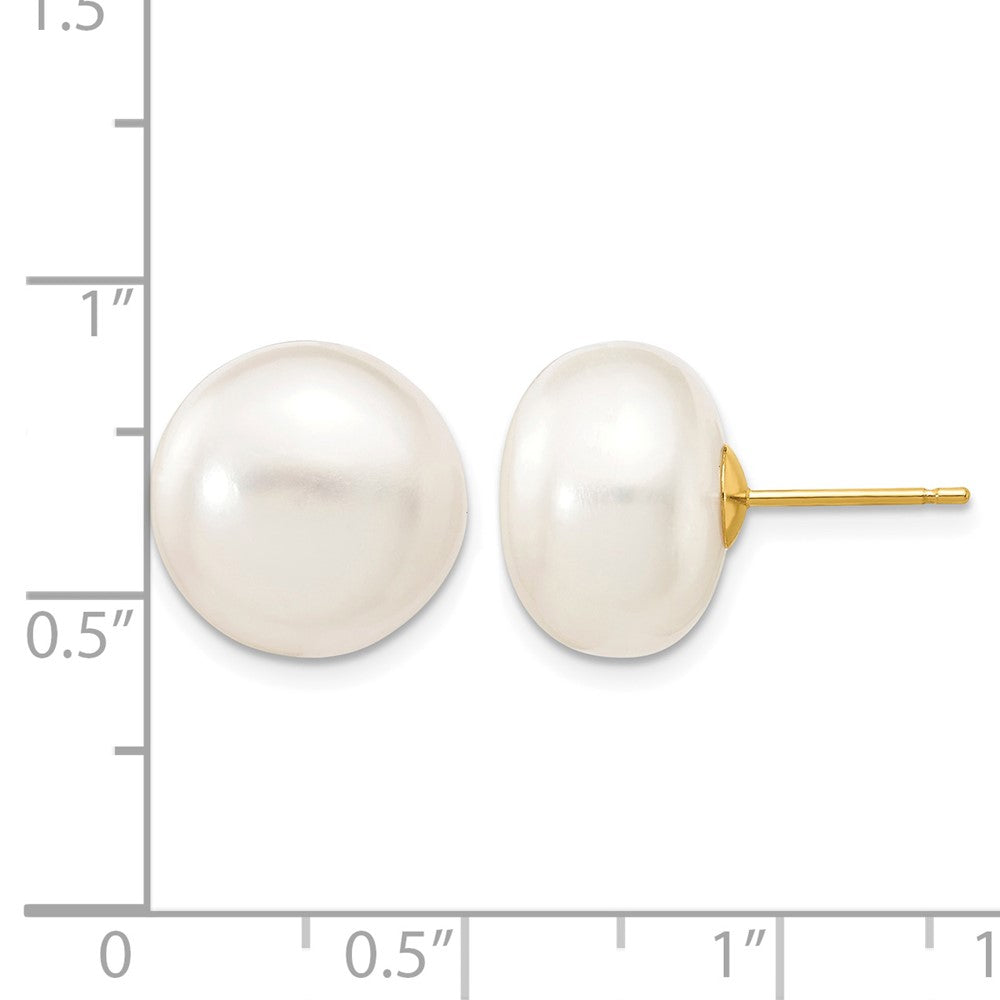 12- Button Freshwater Cultured Pearl Stud Post Earrings - WBC