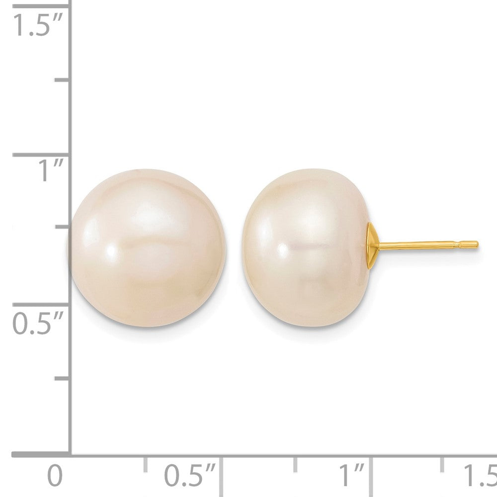 13- Button Freshwater Cultured Pearl Stud Post Earrings - WBC