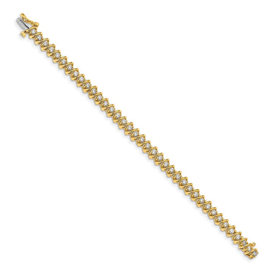 14K Solid Gold 2.25 ct Round AA Diamond Fancy Spiral Tennis Bracelet, 7mm